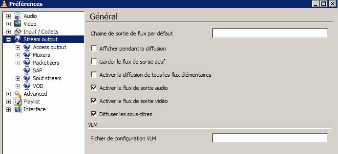 Options générales de diffusion