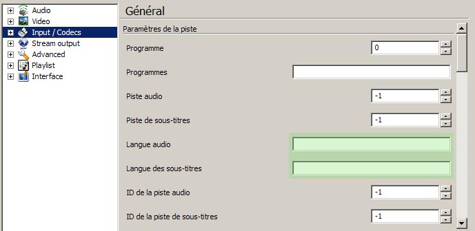 Options de langue et de sous-titres